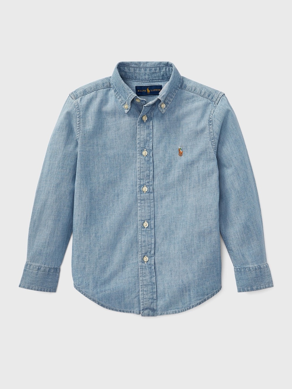 100% Cotton Polo by Ralph Lauren Light Blue Chambray Button-Down Shirt